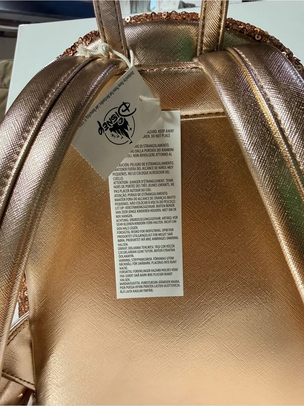Loungefly Disney Parks Rose Gold Sequin Minnie Ear Mini Backpack
